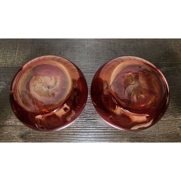 Bartlett Collins Atomic Star Cranberry Glass Vases Candle Holders 4.5" Set of 2 - Picture 10 of 10